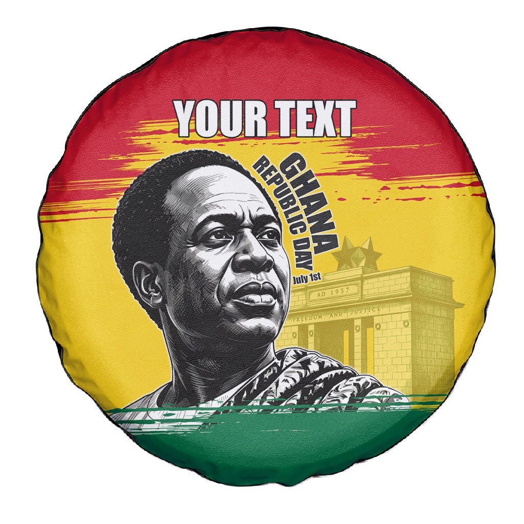 Personalized Ghana Republic Day Spare Tire Cover Kwame Nkrumah Vintage Portrait Art - July 1st Theme
