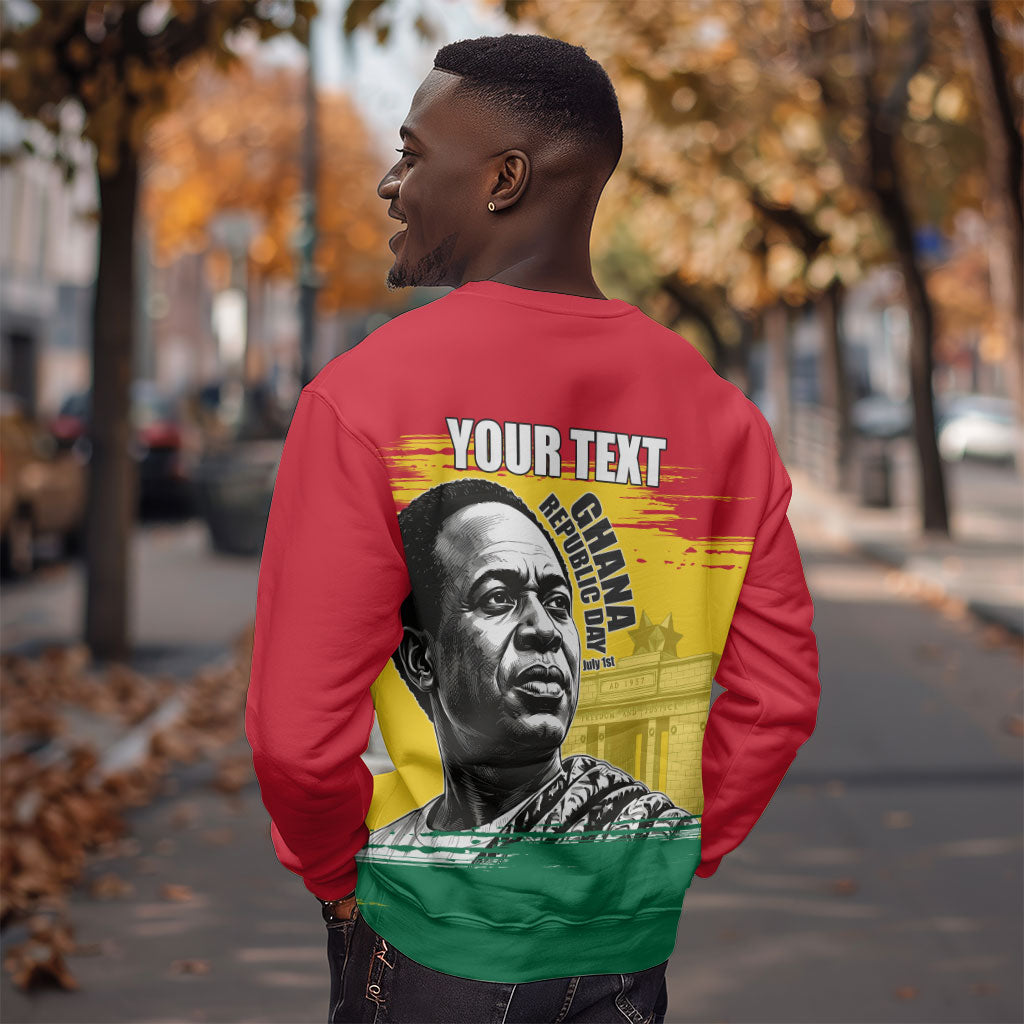 Personalized Ghana Republic Day Sweatshirt Kwame Nkrumah Vintage Portrait Art - July 1st Theme