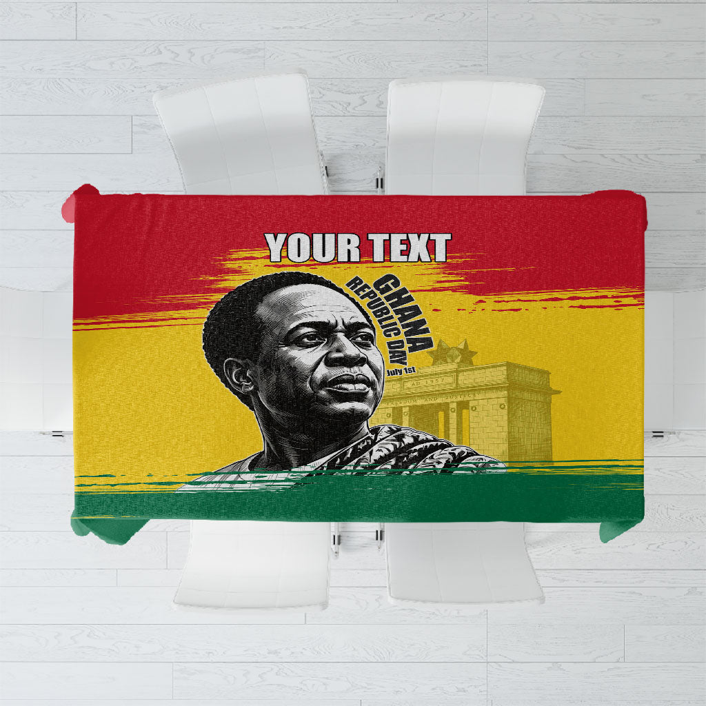 Personalized Ghana Republic Day Tablecloth Kwame Nkrumah Vintage Portrait Art - July 1st Theme