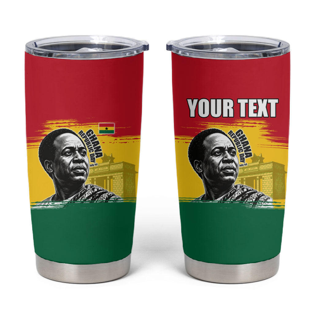 Personalized Ghana Republic Day Tumbler Cup Kwame Nkrumah Vintage Portrait Art - July 1st Theme