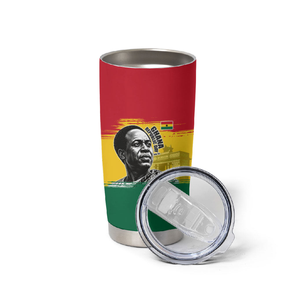 Personalized Ghana Republic Day Tumbler Cup Kwame Nkrumah Vintage Portrait Art - July 1st Theme