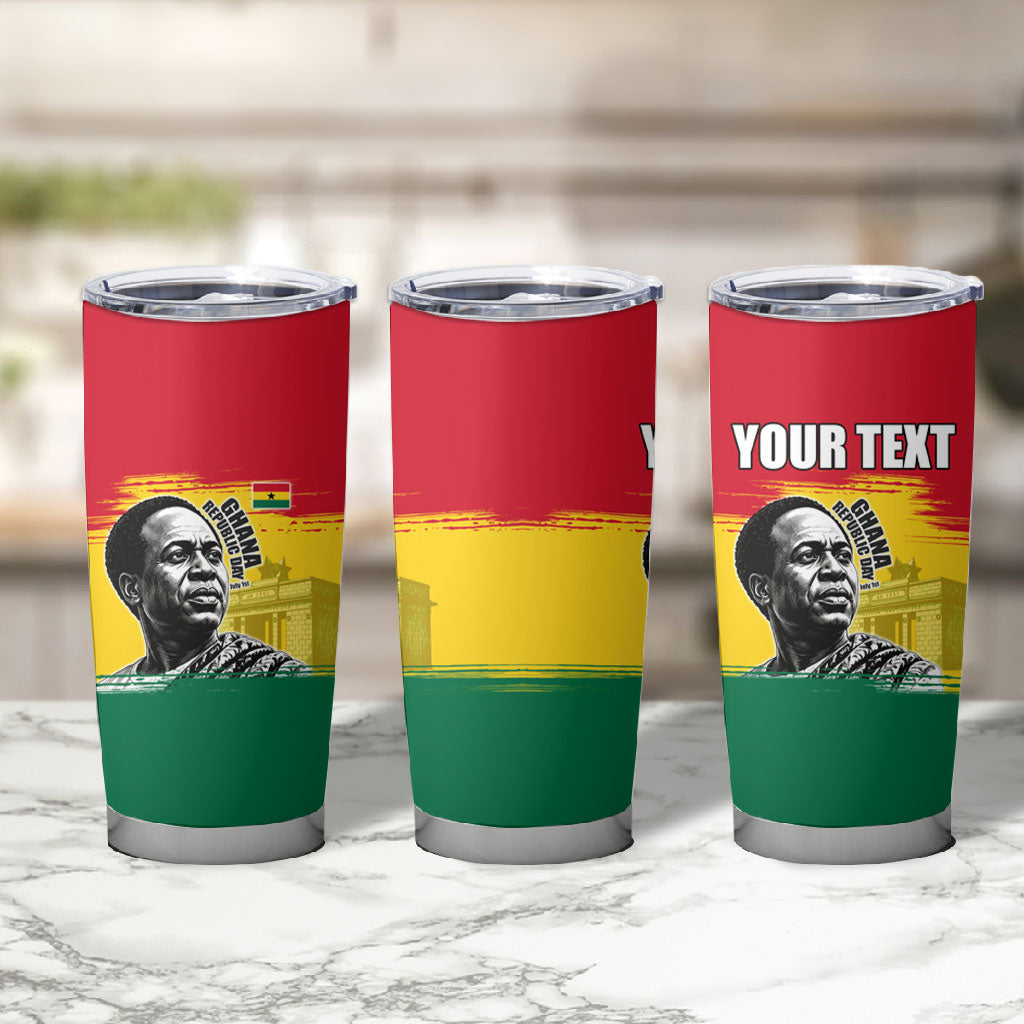 Personalized Ghana Republic Day Tumbler Cup Kwame Nkrumah Vintage Portrait Art - July 1st Theme