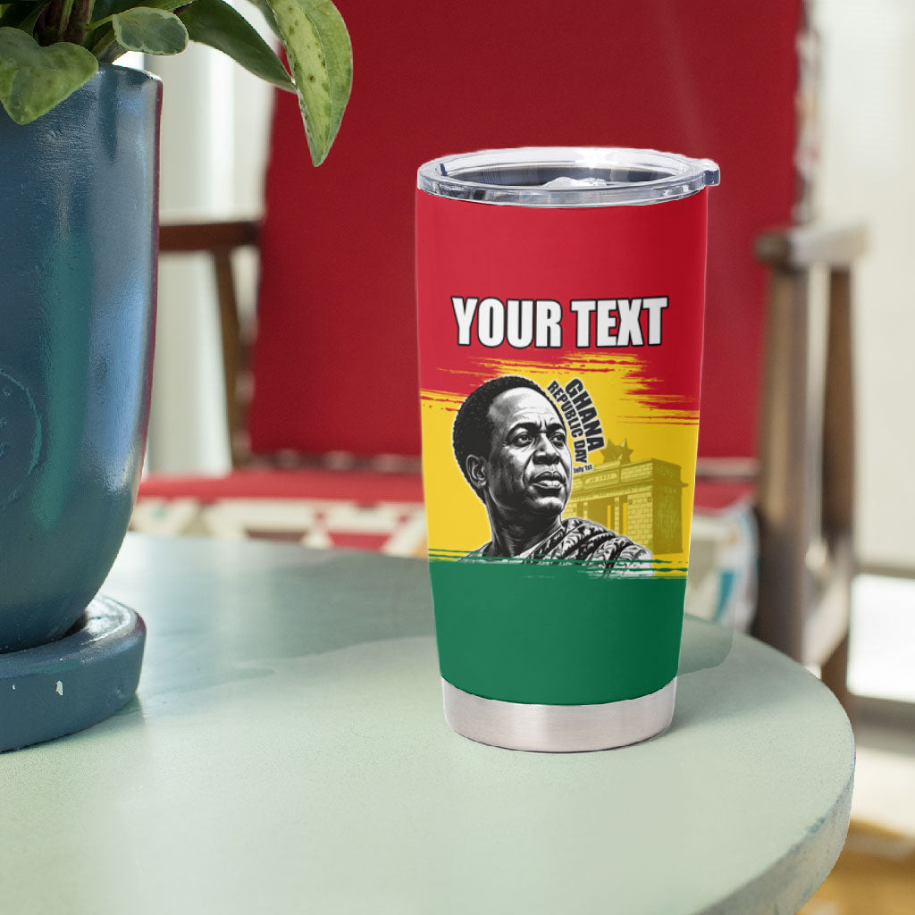 Personalized Ghana Republic Day Tumbler Cup Kwame Nkrumah Vintage Portrait Art - July 1st Theme