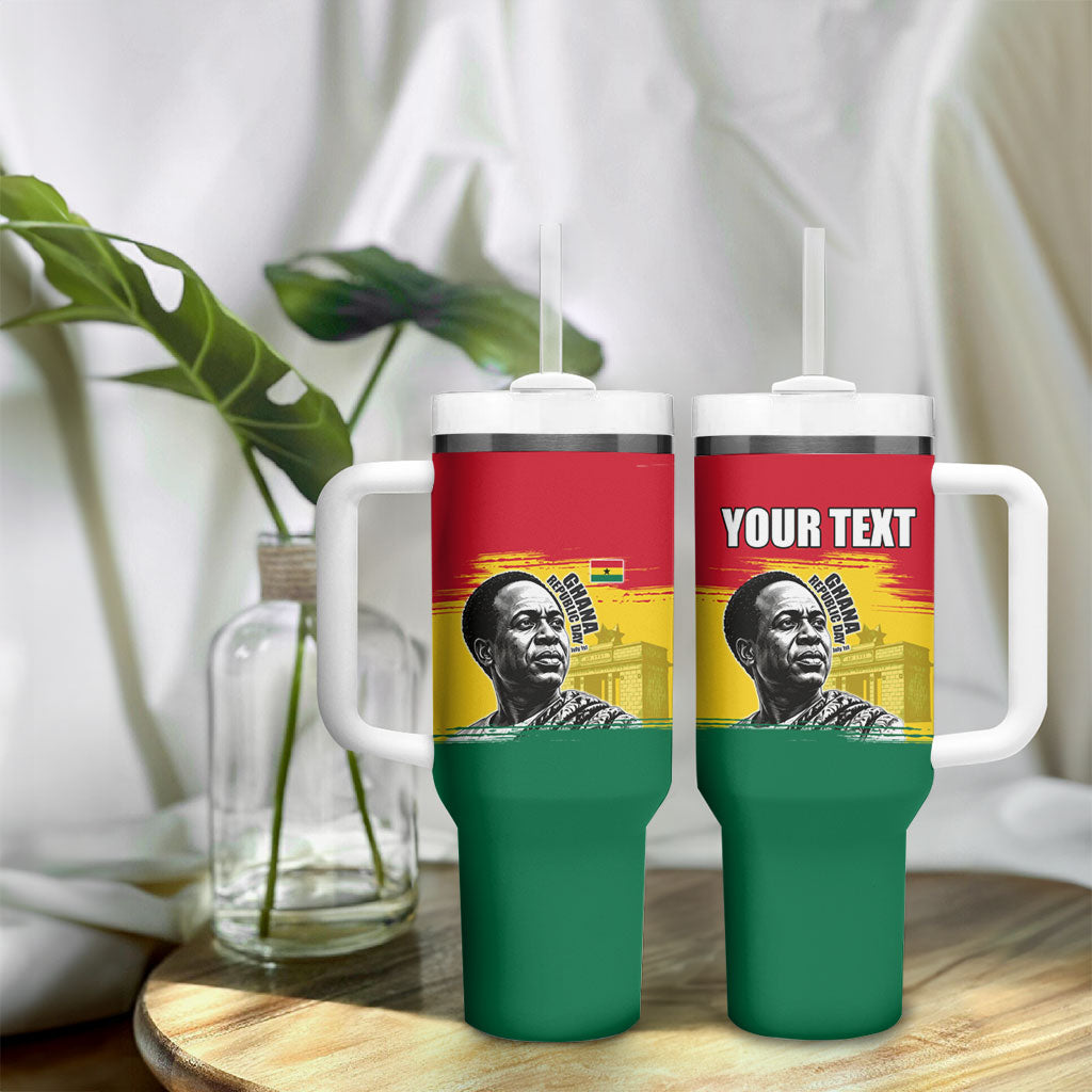 Personalized Ghana Republic Day Tumbler With Handle Kwame Nkrumah Vintage Portrait Art - July 1st Theme