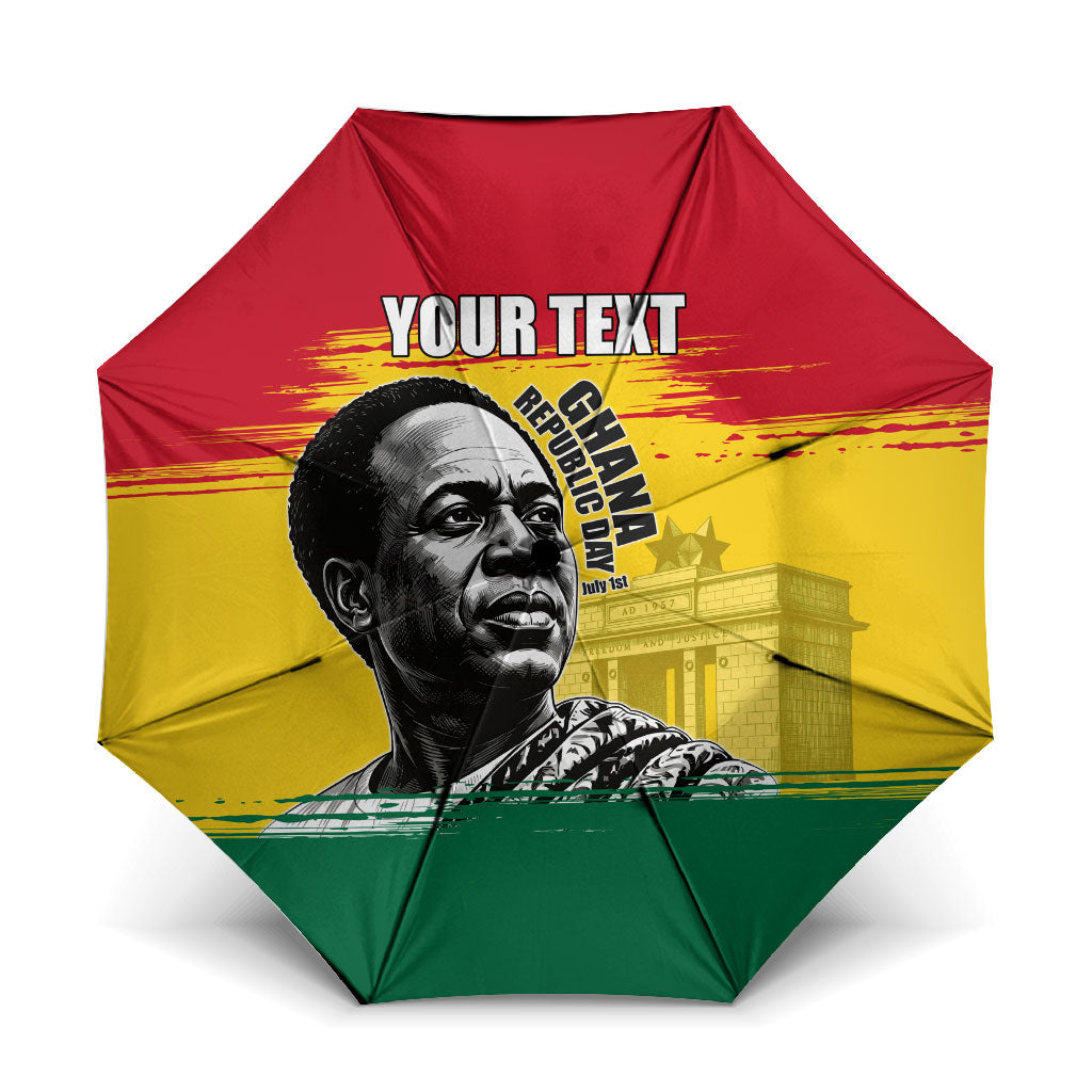 Personalized Ghana Republic Day Umbrella Kwame Nkrumah Vintage Portrait Art - July 1st Theme