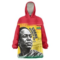Personalized Ghana Republic Day Wearable Blanket Hoodie Kwame Nkrumah Vintage Portrait Art - July 1st Theme