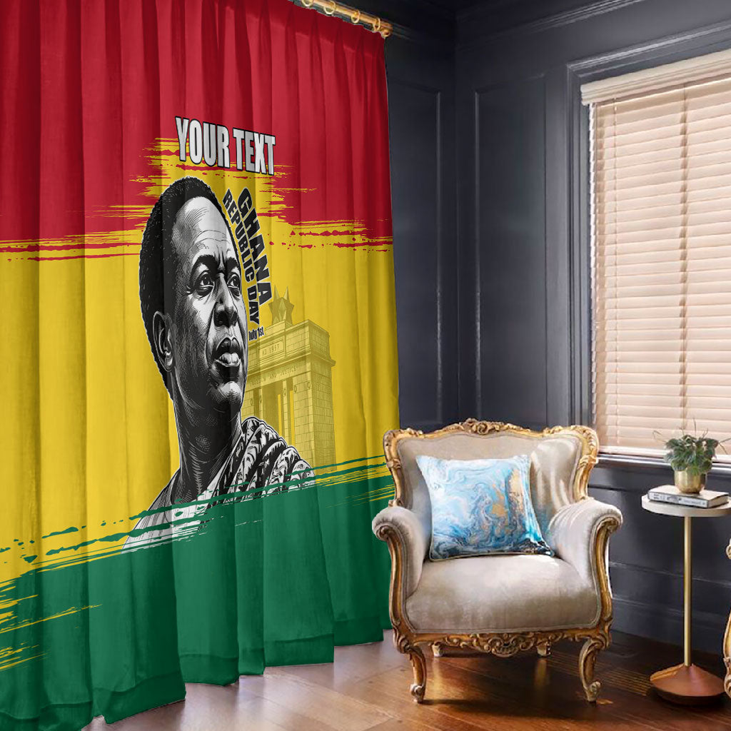 Personalized Ghana Republic Day Window Curtain Kwame Nkrumah Vintage Portrait Art - July 1st Theme