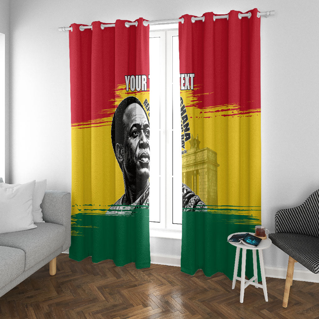 Personalized Ghana Republic Day Window Curtain Kwame Nkrumah Vintage Portrait Art - July 1st Theme