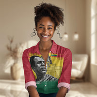 Personalized Ghana Republic Day Women Casual Shirt Kwame Nkrumah Vintage Portrait Art - July 1st Theme