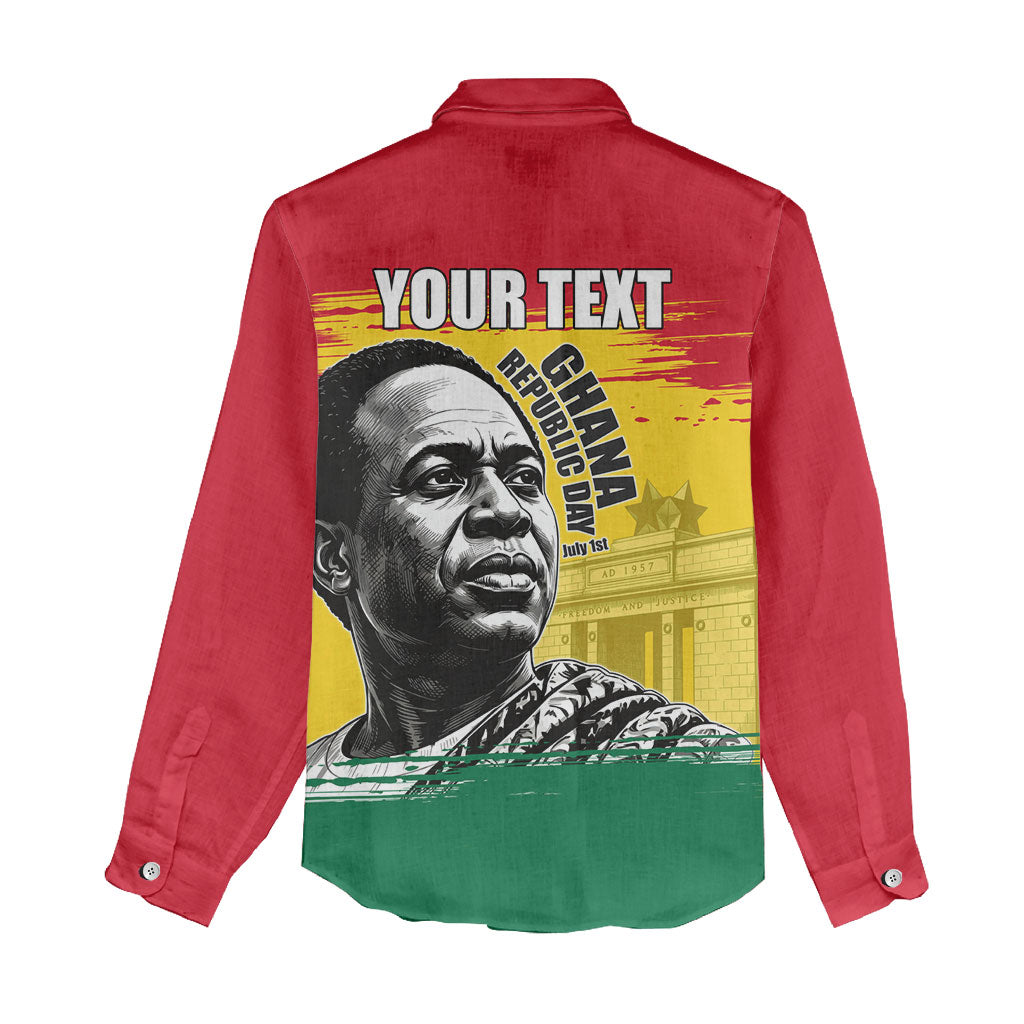 Personalized Ghana Republic Day Women Casual Shirt Kwame Nkrumah Vintage Portrait Art - July 1st Theme