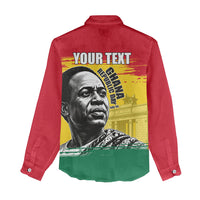Personalized Ghana Republic Day Women Casual Shirt Kwame Nkrumah Vintage Portrait Art - July 1st Theme