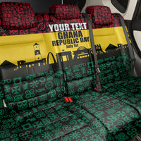 Personalized Ghana Republic Day Back Car Seat Cover Adinkra Pattern Heritage Silhouette African Culture Art