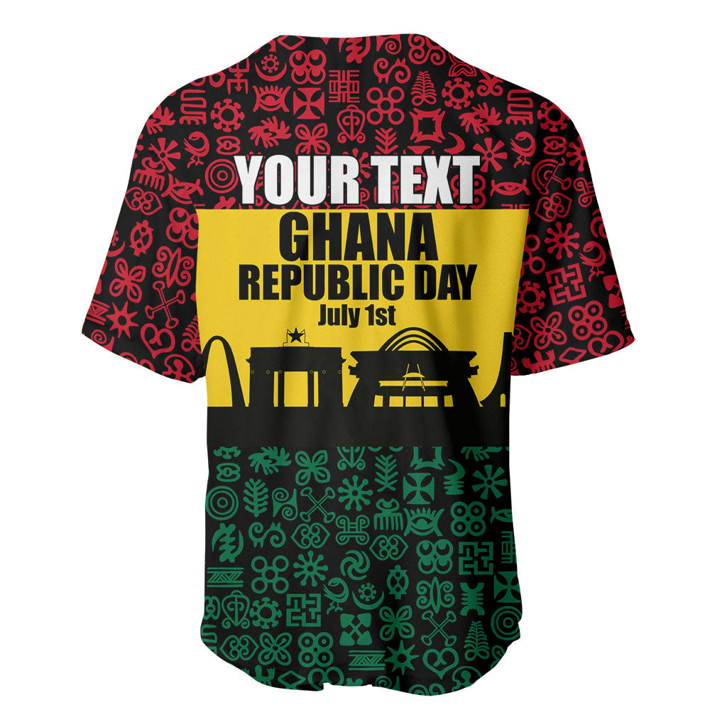 Personalized Ghana Republic Day Baseball Jersey Adinkra Pattern Heritage Silhouette African Culture Art