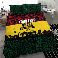 Personalized Ghana Republic Day Bedding Set Adinkra Pattern Heritage Silhouette African Culture Art