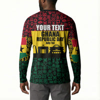 Personalized Ghana Republic Day Button Sweatshirt Adinkra Pattern Heritage Silhouette African Culture Art