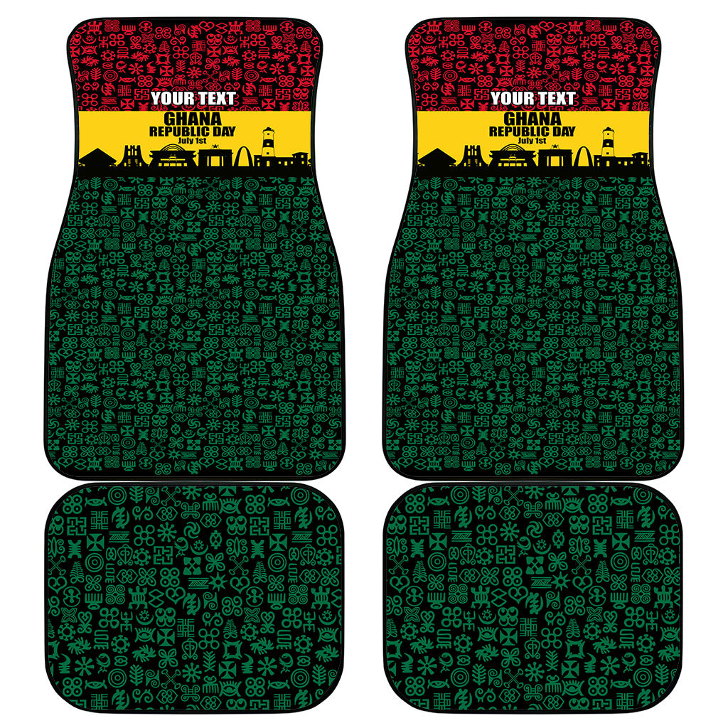 Personalized Ghana Republic Day Car Mats Adinkra Pattern Heritage Silhouette African Culture Art