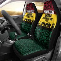 Personalized Ghana Republic Day Car Seat Cover Adinkra Pattern Heritage Silhouette African Culture Art