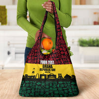 Personalized Ghana Republic Day Grocery Bag Adinkra Pattern Heritage Silhouette African Culture Art
