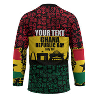 Personalized Ghana Republic Day Hockey Jersey Adinkra Pattern Heritage Silhouette African Culture Art