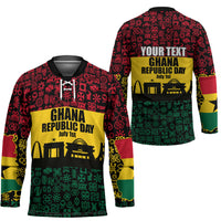 Personalized Ghana Republic Day Hockey Jersey Adinkra Pattern Heritage Silhouette African Culture Art
