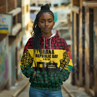 Personalized Ghana Republic Day Hoodie Adinkra Pattern Heritage Silhouette African Culture Art