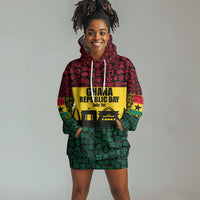 Personalized Ghana Republic Day Hoodie Dress Adinkra Pattern Heritage Silhouette African Culture Art