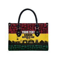 Personalized Ghana Republic Day Leather Bag Adinkra Pattern Heritage Silhouette African Culture Art