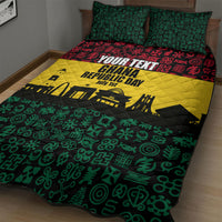 Personalized Ghana Republic Day Quilt Bed Set Adinkra Pattern Heritage Silhouette African Culture Art