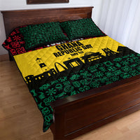 Personalized Ghana Republic Day Quilt Bed Set Adinkra Pattern Heritage Silhouette African Culture Art