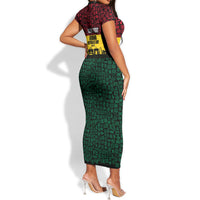 Personalized Ghana Republic Day Short Sleeve Bodycon Dress Adinkra Pattern Heritage Silhouette African Culture Art