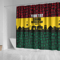 Personalized Ghana Republic Day Shower Curtain Adinkra Pattern Heritage Silhouette African Culture Art