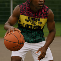 Personalized Ghana Republic Day Sleeveless Hoodie Adinkra Pattern Heritage Silhouette African Culture Art
