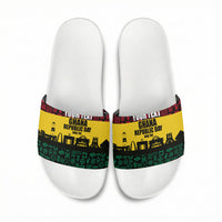 Personalized Ghana Republic Day Slide Sandals Adinkra Pattern Heritage Silhouette African Culture Art