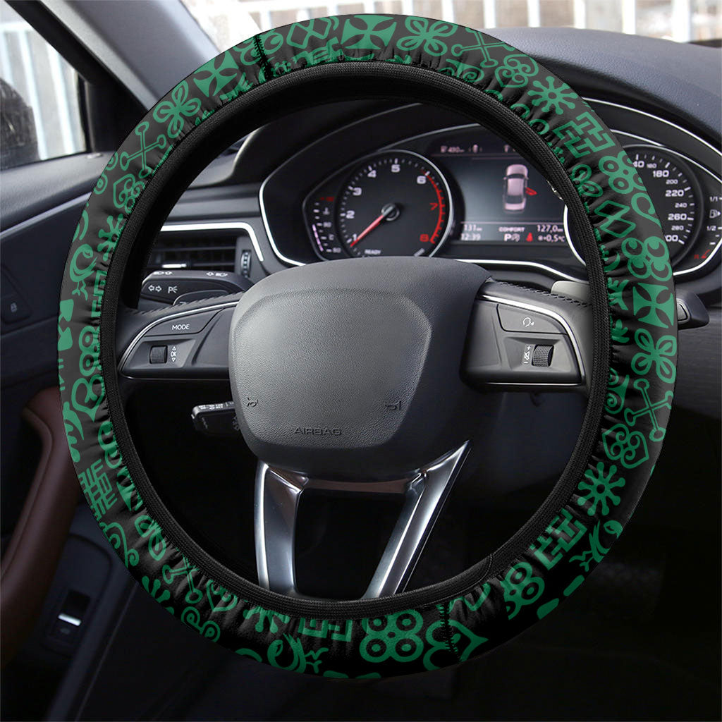 Ghana Republic Day Steering Wheel Cover Adinkra Pattern Heritage Silhouette African Culture Art