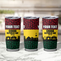 Personalized Ghana Republic Day Tumbler Cup Adinkra Pattern Heritage Silhouette African Culture Art