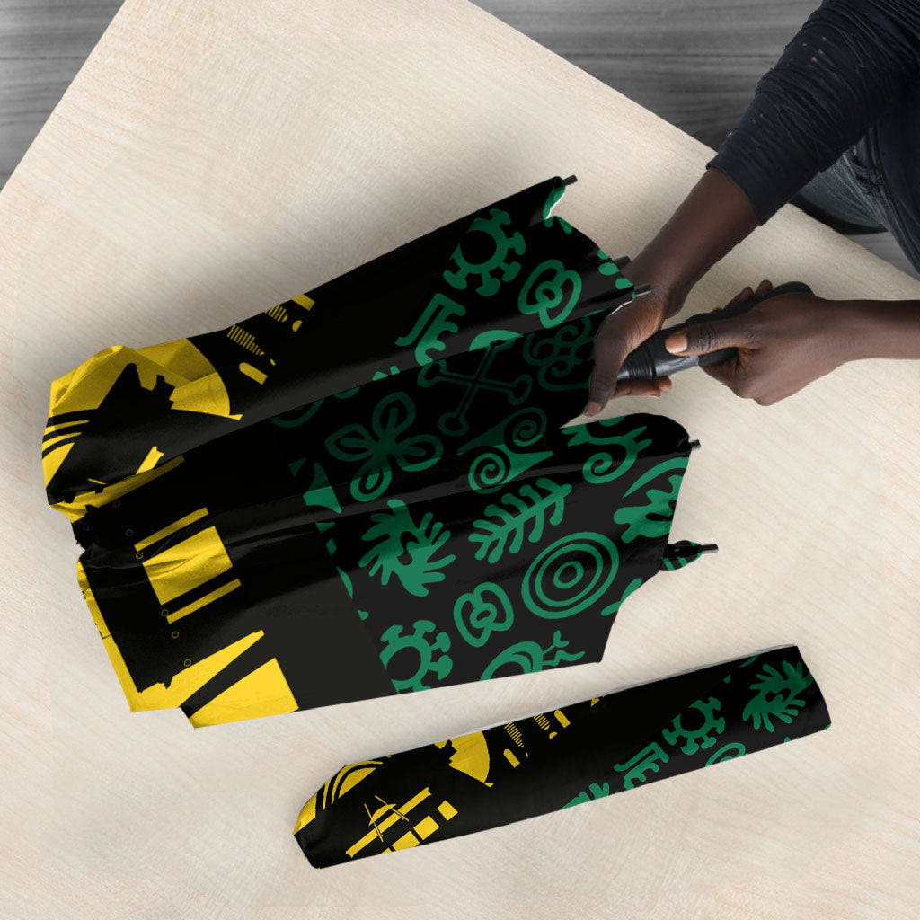 Personalized Ghana Republic Day Umbrella Adinkra Pattern Heritage Silhouette African Culture Art