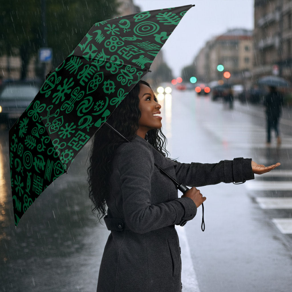 Personalized Ghana Republic Day Umbrella Adinkra Pattern Heritage Silhouette African Culture Art