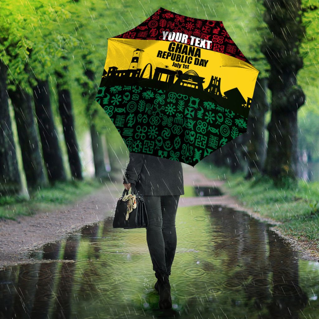 Personalized Ghana Republic Day Umbrella Adinkra Pattern Heritage Silhouette African Culture Art