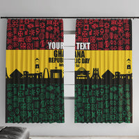Personalized Ghana Republic Day Window Curtain Adinkra Pattern Heritage Silhouette African Culture Art