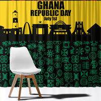 Personalized Ghana Republic Day Window Curtain Adinkra Pattern Heritage Silhouette African Culture Art