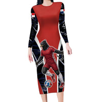 Personalized Panama Soccer Harpy Eagle Long Sleeve Bodycon Dress Los Canaleros Football Mascot Fan