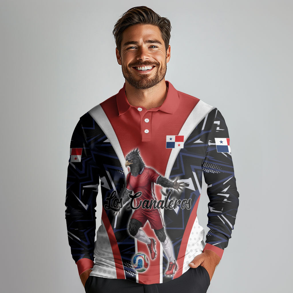 Personalized Panama Soccer Harpy Eagle Long Sleeve Polo Shirt Los Canaleros Football Mascot Fan