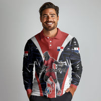 Personalized Panama Soccer Harpy Eagle Long Sleeve Polo Shirt Los Canaleros Football Mascot Fan