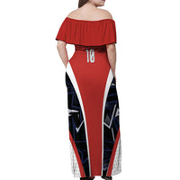 Personalized Panama Soccer Harpy Eagle Off Shoulder Maxi Dress Los Canaleros Football Mascot Fan