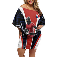 Personalized Panama Soccer Harpy Eagle Off Shoulder Short Dress Los Canaleros Football Mascot Fan
