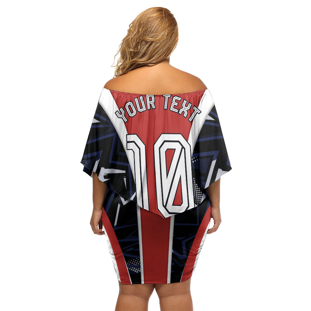 Personalized Panama Soccer Harpy Eagle Off Shoulder Short Dress Los Canaleros Football Mascot Fan