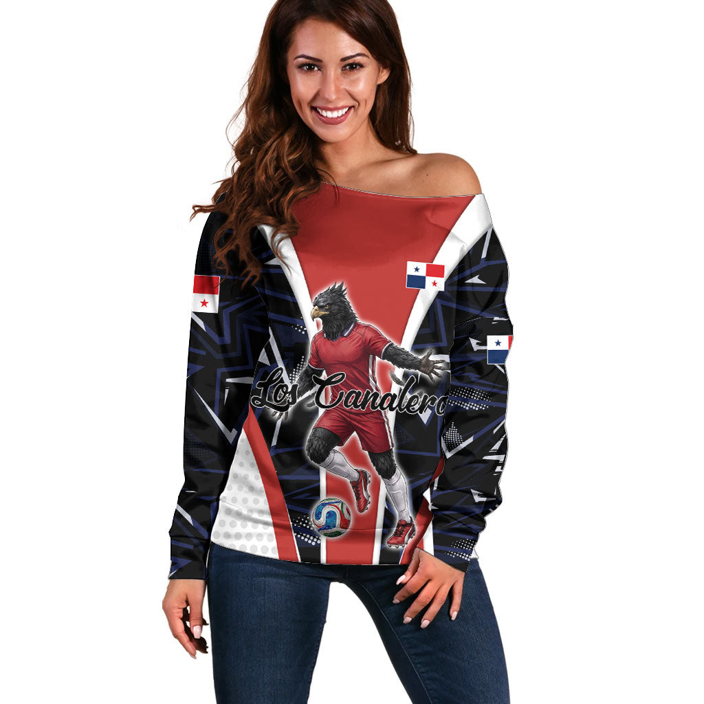 Personalized Panama Soccer Harpy Eagle Off Shoulder Sweater Los Canaleros Football Mascot Fan