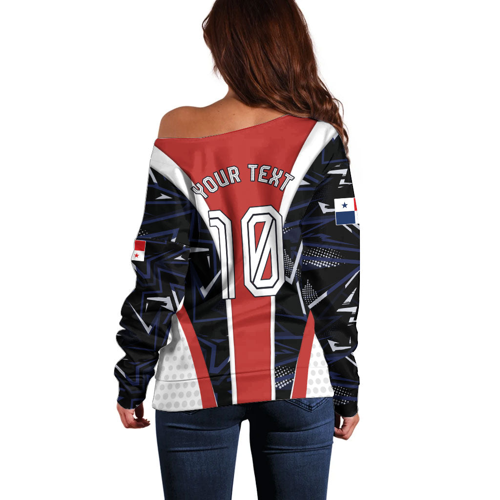 Personalized Panama Soccer Harpy Eagle Off Shoulder Sweater Los Canaleros Football Mascot Fan
