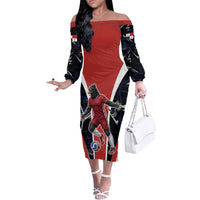 Personalized Panama Soccer Harpy Eagle Off The Shoulder Long Sleeve Dress Los Canaleros Football Mascot Fan