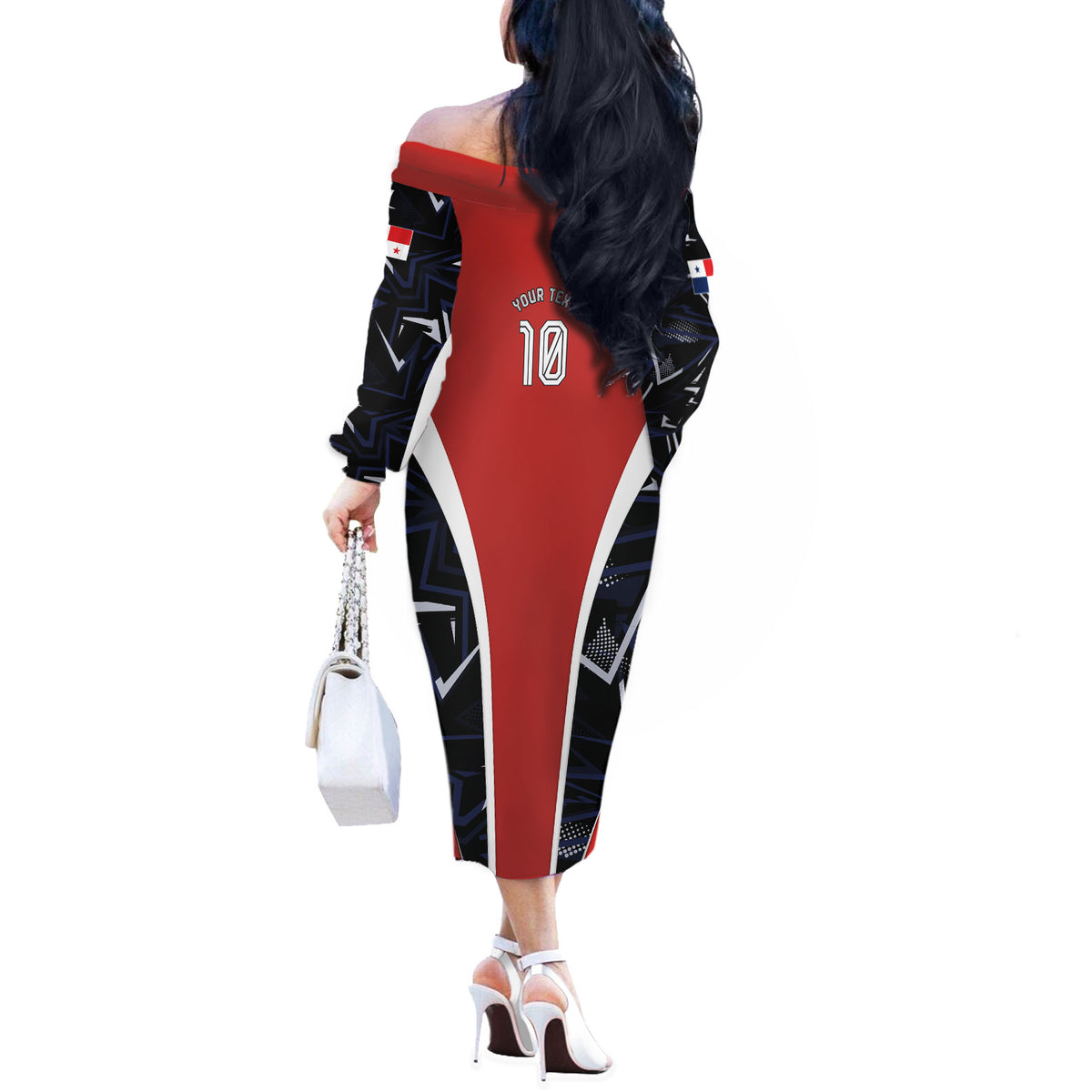 Personalized Panama Soccer Harpy Eagle Off The Shoulder Long Sleeve Dress Los Canaleros Football Mascot Fan